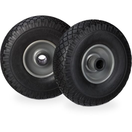 Relaxdays - Set of 8 Hand Truck Spare Tyres, Flatproof, 3.00-4 Solid Rubber Wheel, 25mm Axle, 100kg, Black/Grey