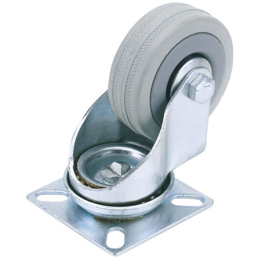 Draper - 100mm Dia. Swivel Plate Fixing Rubber Castor - s.w.l 80Kg (65478)