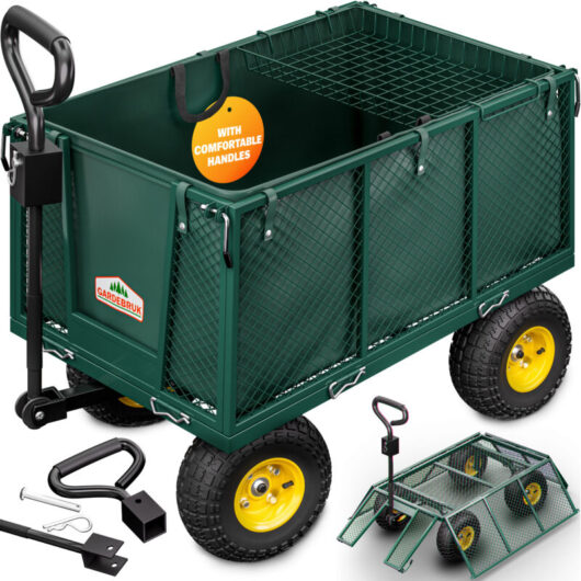 Gardebruk - Trolley on Wheels 550kg Load Capacity Wagon Cart With Removable Tarpaulin Drinks Trolley Handcart Garden Outdoor Beach Trolley Shopping
