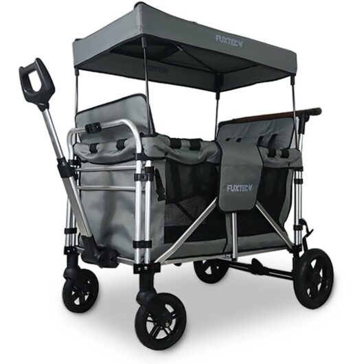 Folding wagon - CTXL900 - for up to 4 children Grey - Fuxtec