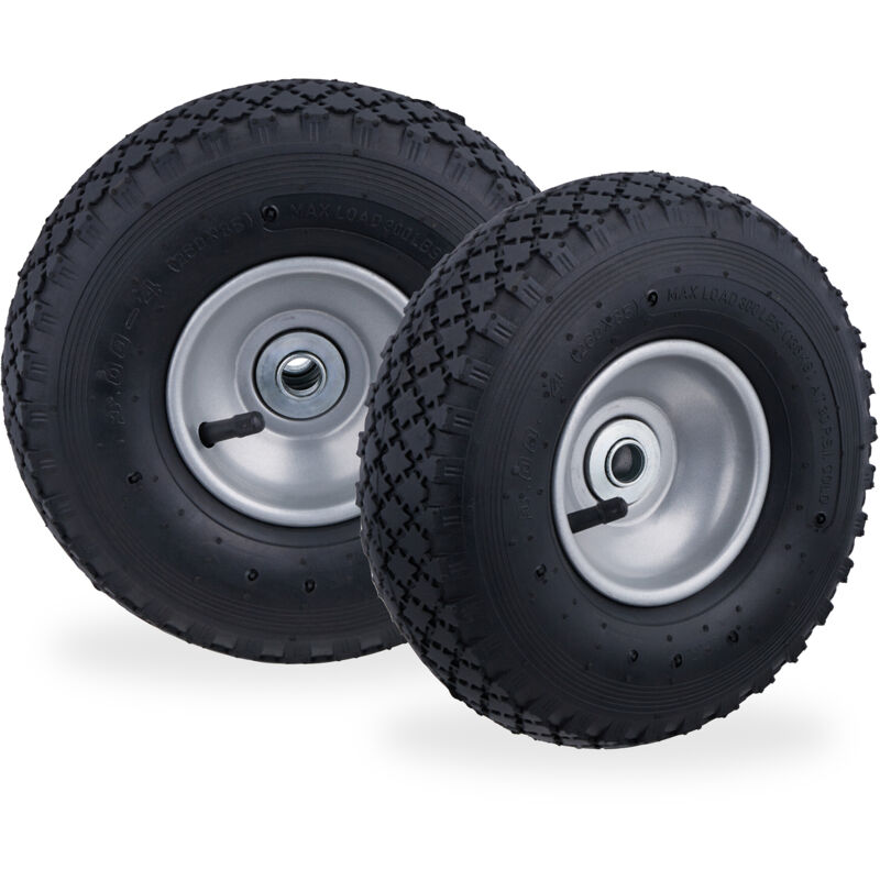 Relaxdays - Wheelbarrow Tyre, 8x Set, Spare Wheels, Inflatable, 3.00-4', Max. Load 100 kg, 16 mm Axis, Black/Grey