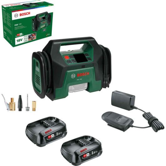Bosch PAO 18V P4A Cordless Air Compressor Pump 2 x 2ah Li-ion Charger No Case
