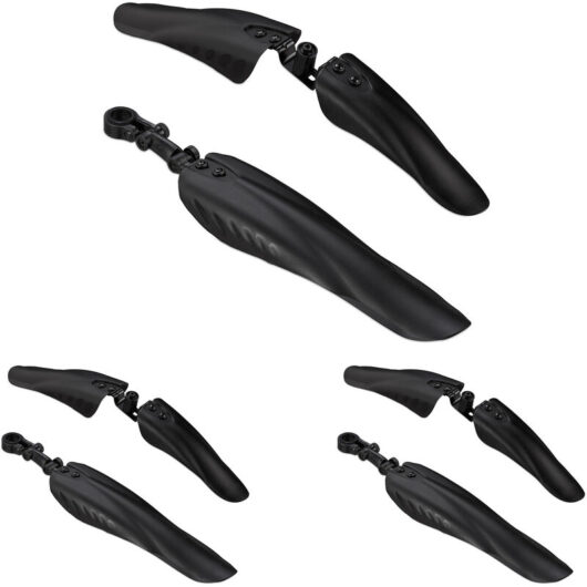 3x Relaxdays Mudguard Set, Front & Rear Fender, Universal, 24-28 inch Bikes, Mud Flaps, Splash Guard, Black