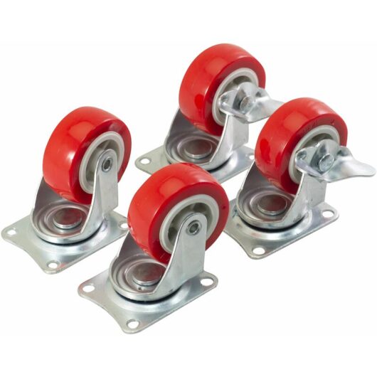 Am-tech - 4pcs 50 mm (2 inch) Swivel Castor Set (140kg Loading Capacity) - S5670
