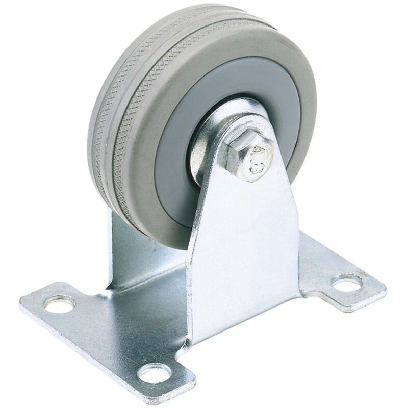 Draper - 100mm Dia. Fixed Plate Fixing Rubber Castor - s.w.l. 80Kg (65482)