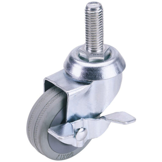 Draper - 100mm Dia. Swivel Bolt Fixing Rubber Castor with Brake - s.w.l 80Kg (65481)
