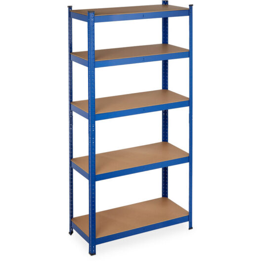 Heavy Duty Shelving Unit, 180x90x40 cm, Max. Load 875 kg, 5 Shelves, Storeroom & Garage Storage, Steel, Blue - Relaxdays
