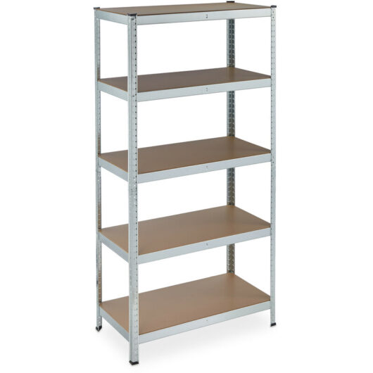 Relaxdays - Heavy Duty Shelving Unit, Galvanised Steel, Max. Load 875 kg, 180x90x45 cm, 5 Shelves, Garage Storage, Silver